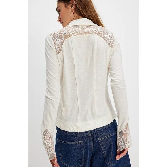 Free People Rosebud Cuff Button-Up Top Boho Peasant Cottagecore SMALL - Picture 2 of 8